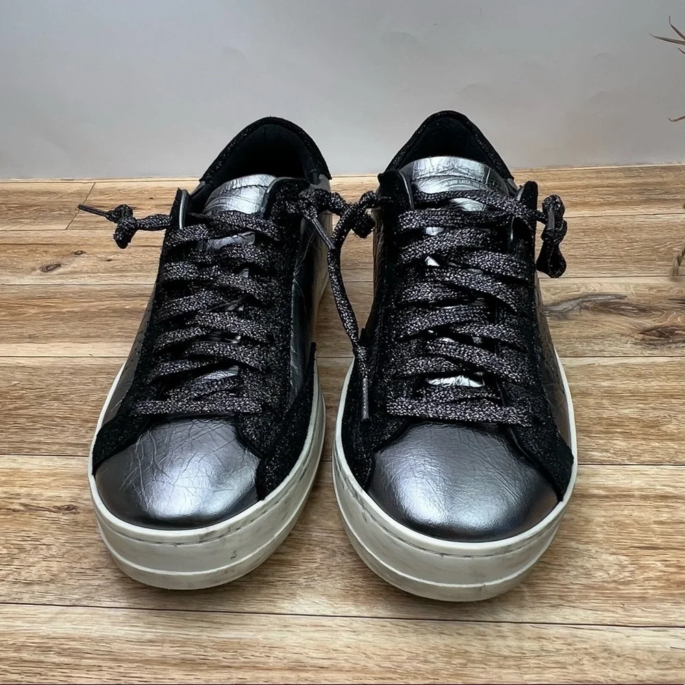 P448 John Metallic Leather Sneaker sz 10 - Picture 3 of 12